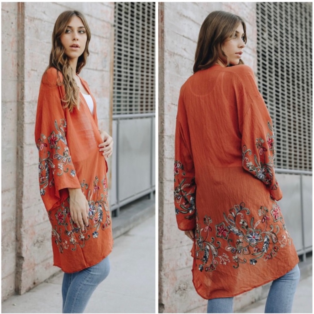 Long Floral Kimono Cardigan
